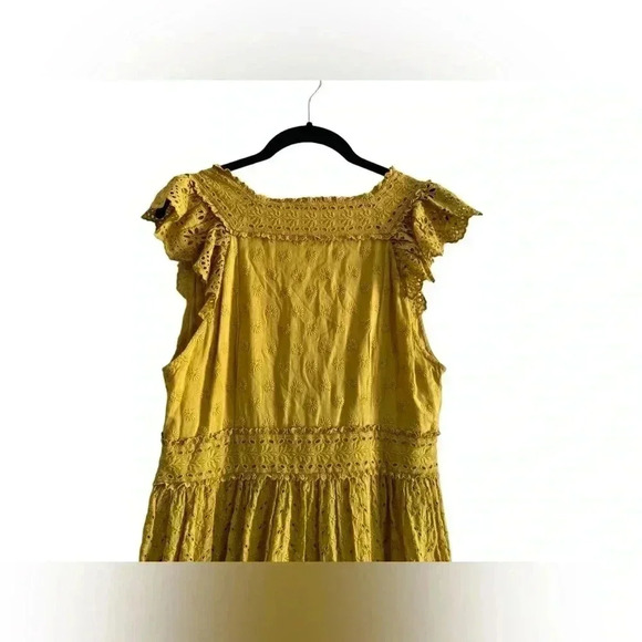 Ulla Johnson Womens Dress Marjorie Chartreuse Yellow Eyelet Ruffle Midi Sz 10 - Picture 7 of 16